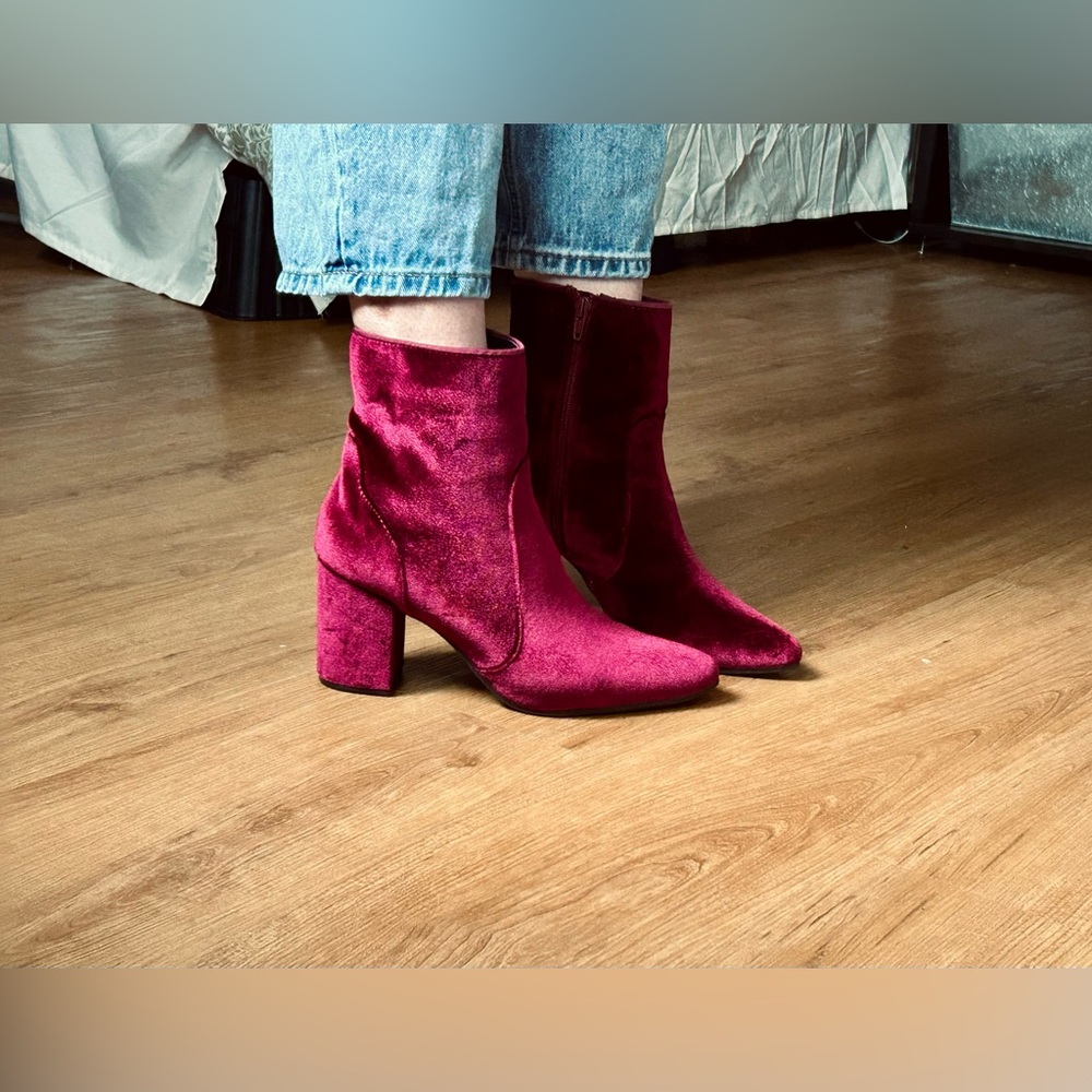 Velvet ankle booties